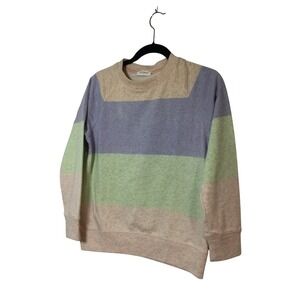 Storia Color Block Pullover Sweatshirt Pastel Crew Neck Comfy Casual Size S(357)